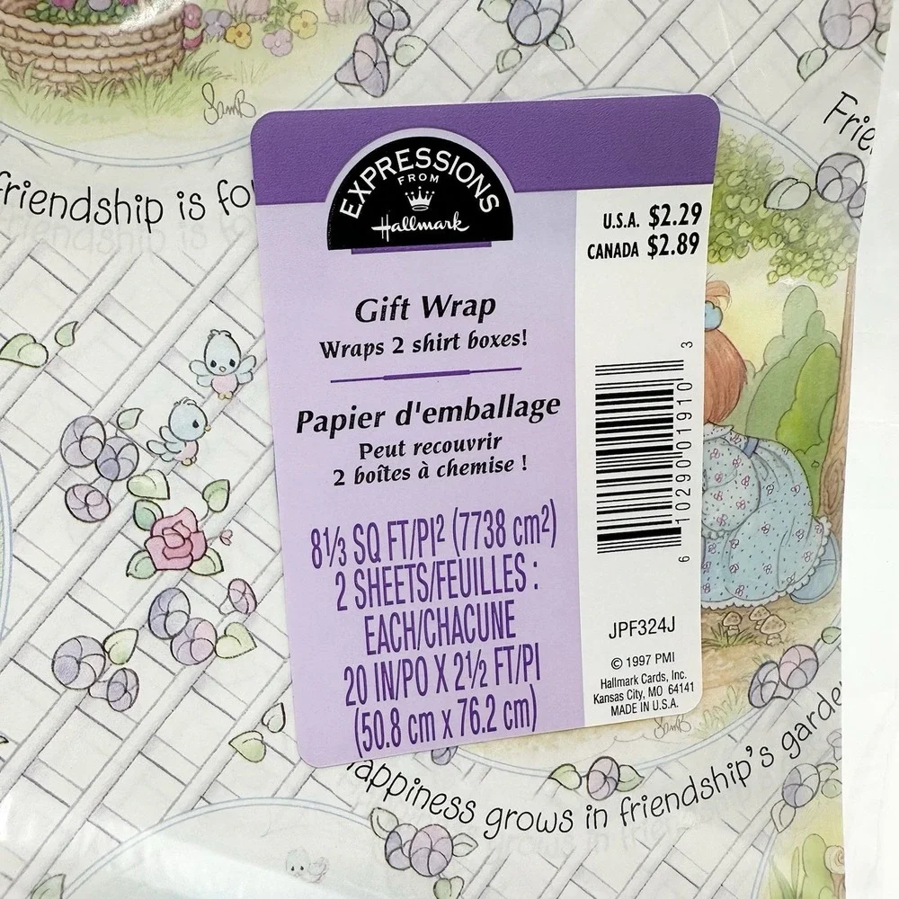 10 Packs SEALED NEW Hallmark Precious Moments Wrapping Paper Friends Friendship